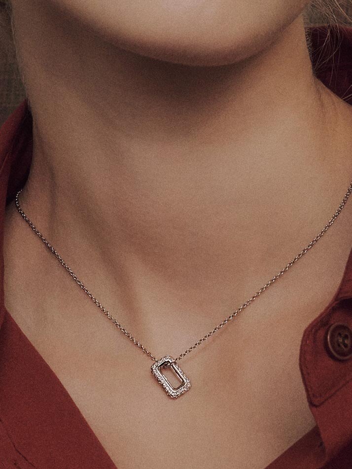 Pave Square Unit Necklace