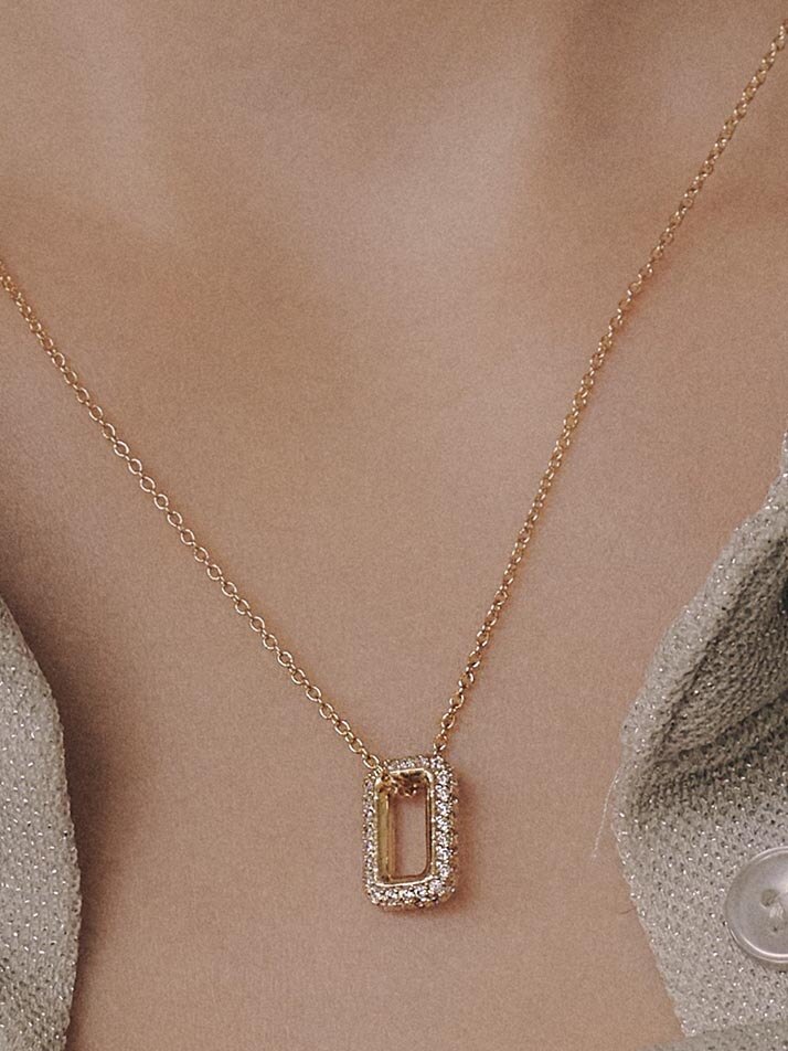 Pave Square Unit Necklace