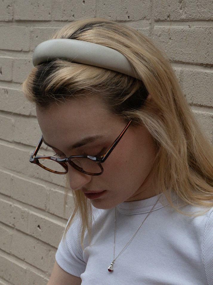 Classic leder Hairband [Ivory]