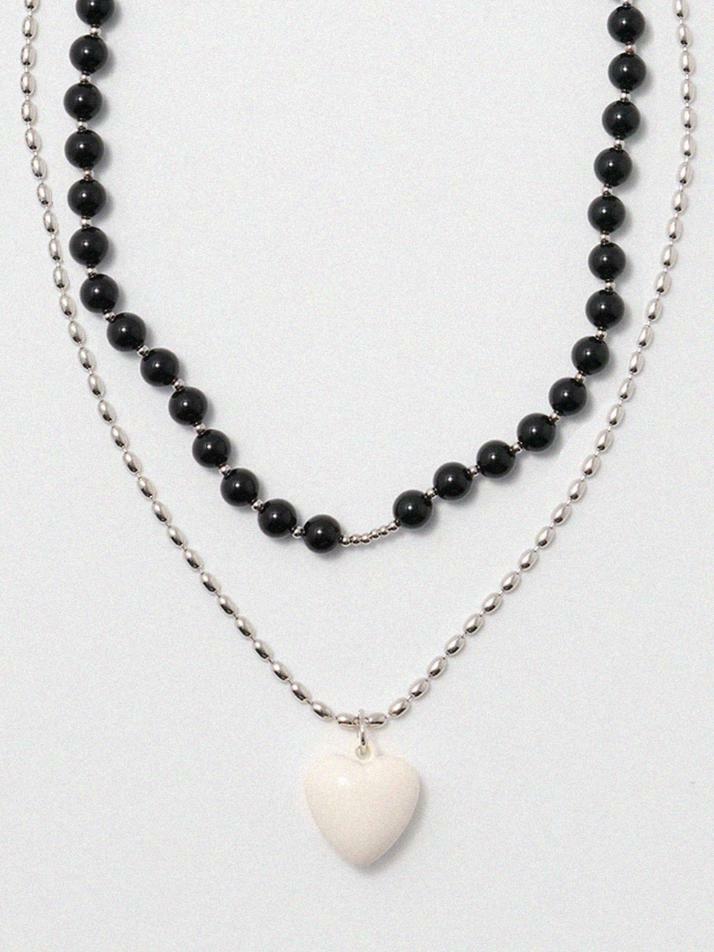 Onyx Layered Heart Necklace