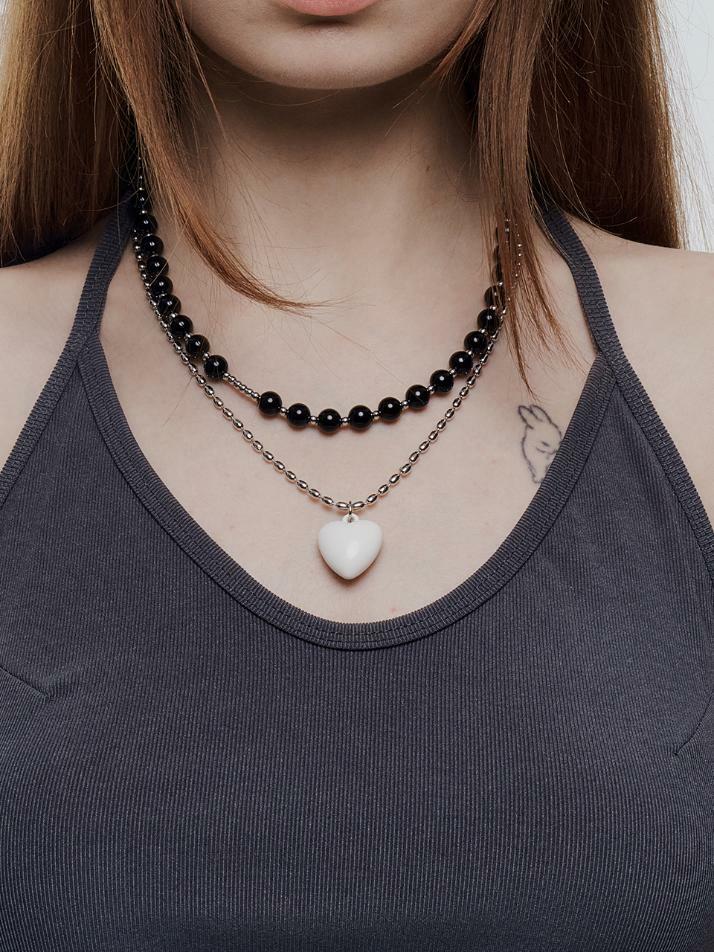 Onyx Layered Heart Necklace