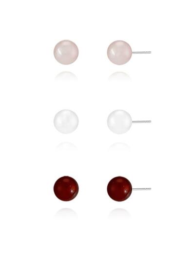 3SET Mute ball post earring