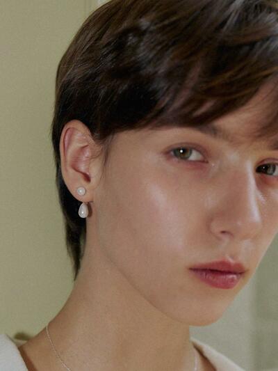 [sv925]Vintage pearl polka earrings