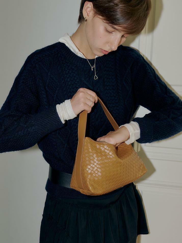 Jane Weaving Tote Bag [CAMEL SILVER]