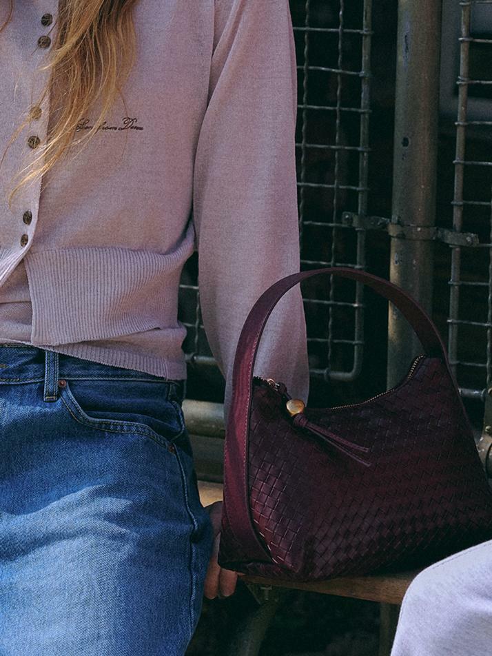 Jane Weaving Tote Bag [DEEP BURGUNDY]