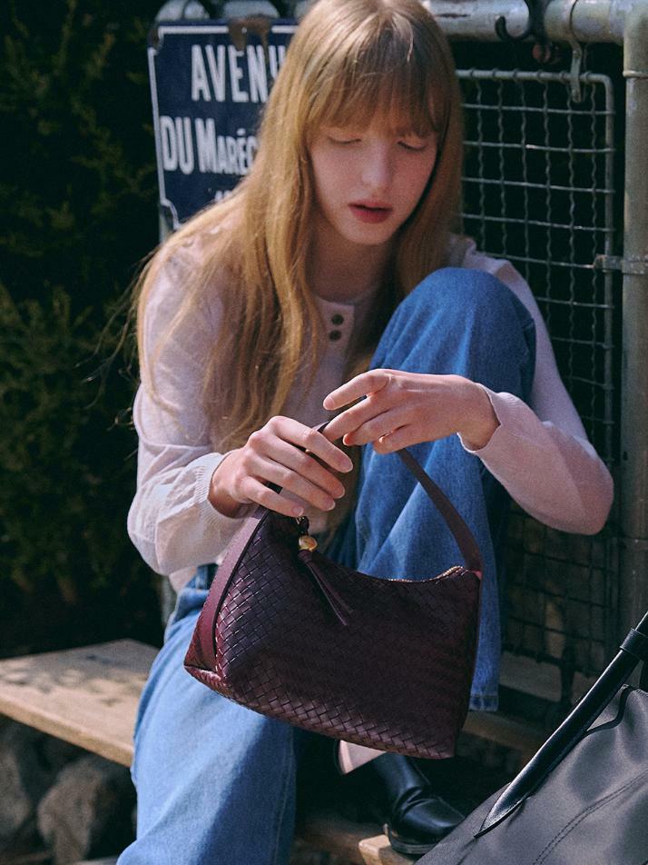Jane Weaving Tote Bag [DEEP BURGUNDY]
