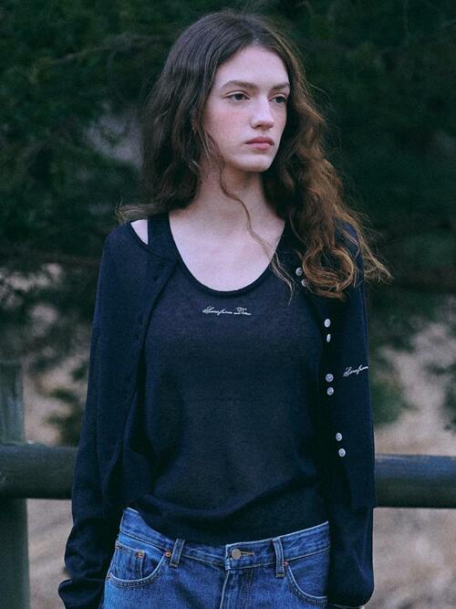 Summer knit jacket + sleeve [NAVY]