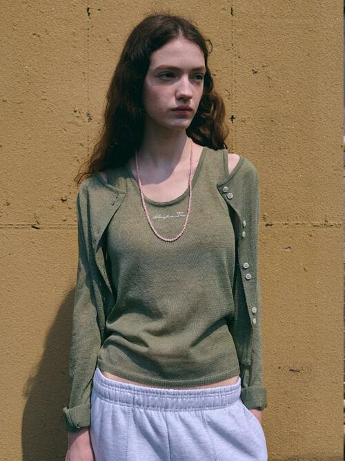 Summer knit jacket + sleeve [OLIVE]