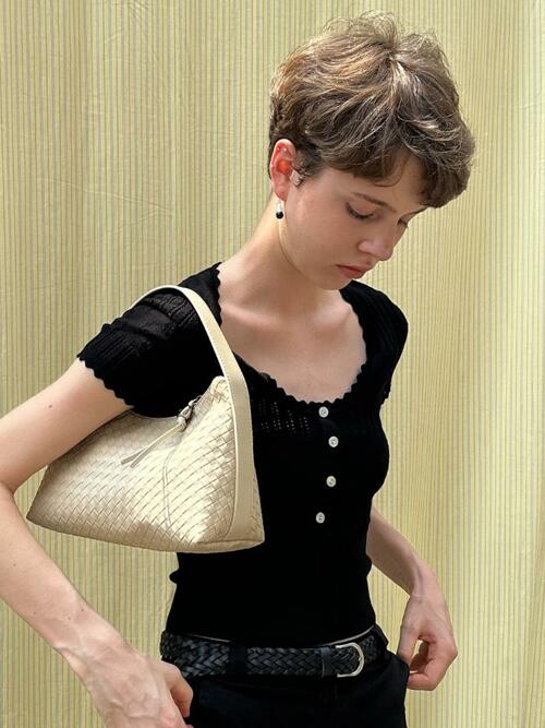 Jane Weaving Tote Bag [BEIGE SILVER]