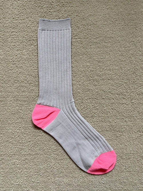 Bonjour rib socks_silver