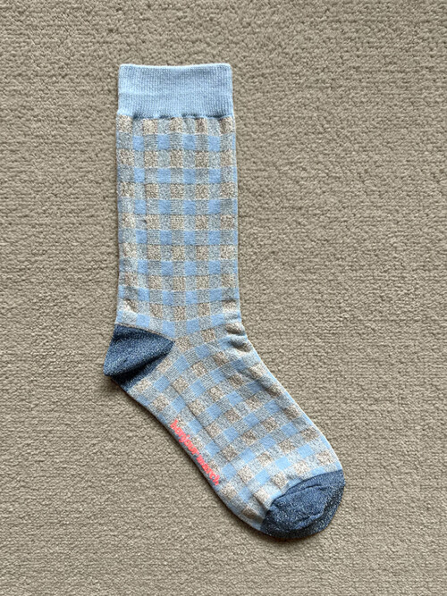 Glitter check socks_blue