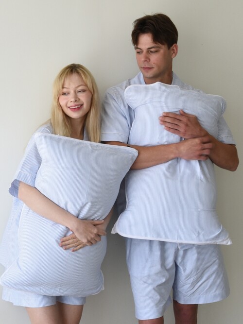 [에이엠엘] 프렌치 스트라이프 밴딩 베개 커버 2장 커플 세트