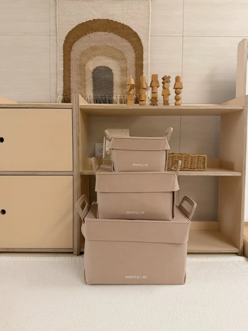 미닝랩 그린펠트 수납박스 3종 세트 베이지 (S, M , L) 