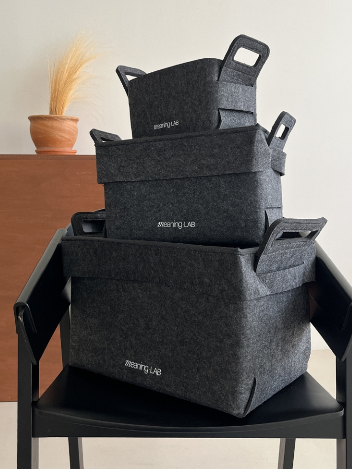 미닝랩 그린펠트 수납박스 3종 세트 초코브라운 (S, M , L) 