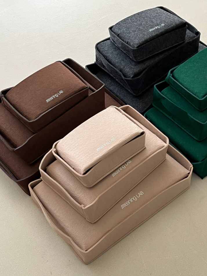 미닝랩 그린펠트 수납박스 3종 세트 초코브라운 (S, M , L) 