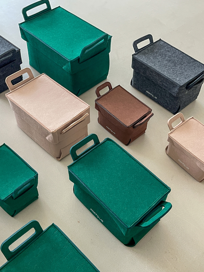 미닝랩 그린펠트 수납박스 3종 세트 초코브라운 (S, M , L) 