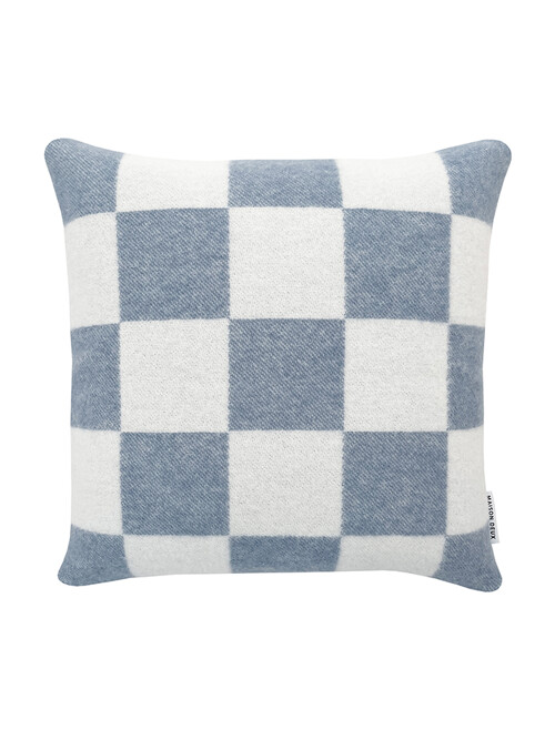 Checkerboard Cushion Cover -  Denim White (50 x 50)