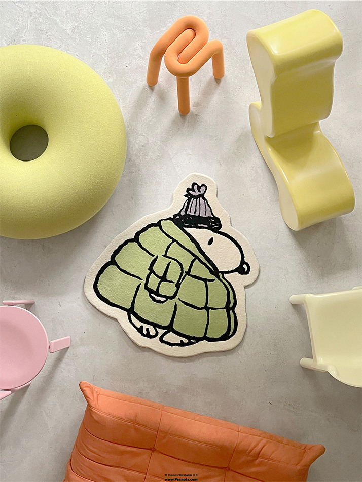 [Maison Deux X Peanuts] Puffer Jacket Rug Blue / Yellow (100 x 112)