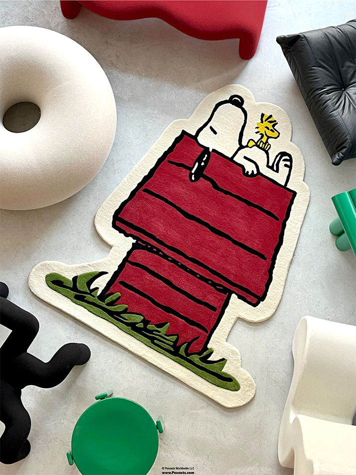 [Maison Deux X Peanuts] Puffer Jacket Rug Blue / Yellow (100 x 112)