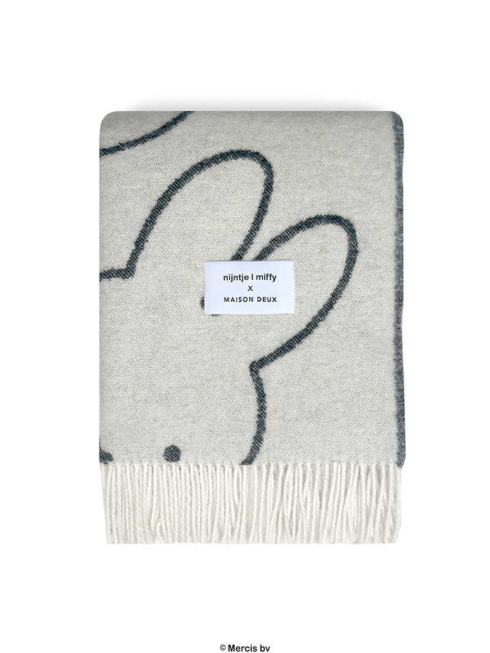 [Maison Deux X Miffy] Miffy Lambswool Blanket - Black (130 x 200)