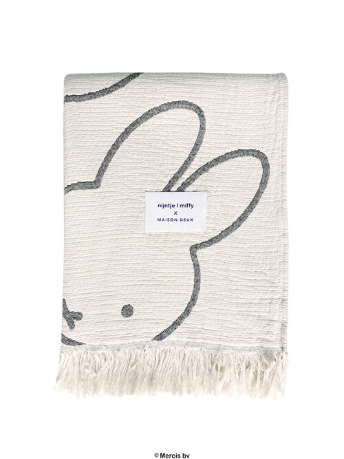 [Maison Deux X Miffy] Miffy Cotton Blanket - Black (130 x 200)