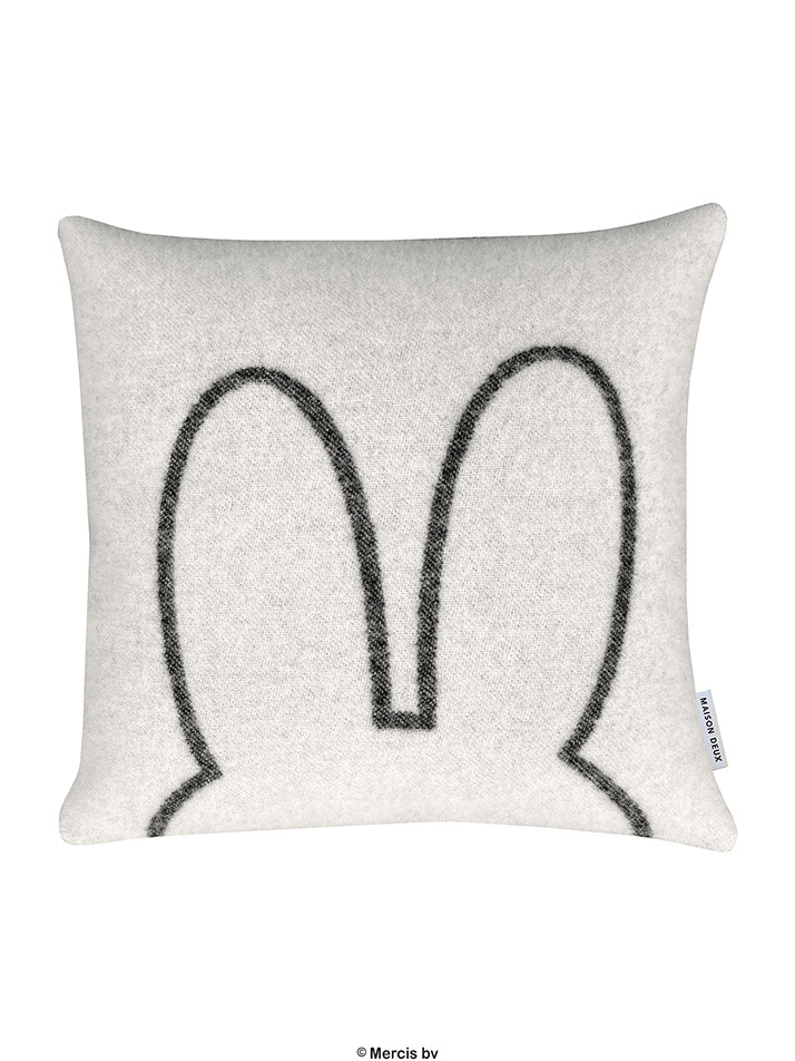 [Maison Deux X Miffy] Miffy Lambswool Cushion Cover - Black (50 x 50)