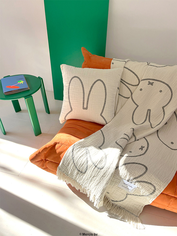 [Maison Deux X Miffy] Miffy Lambswool Cushion Cover - Black (50 x 50)