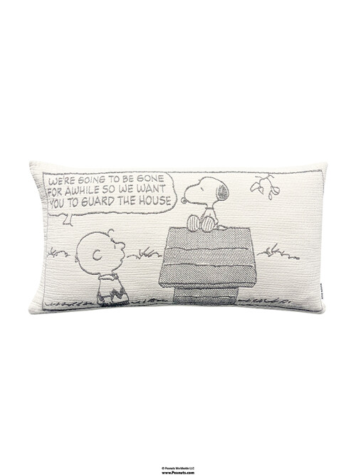 [Maison Deux X Peanuts] Cotton Cushion Cover Guard the House - Black  (50 x 90)