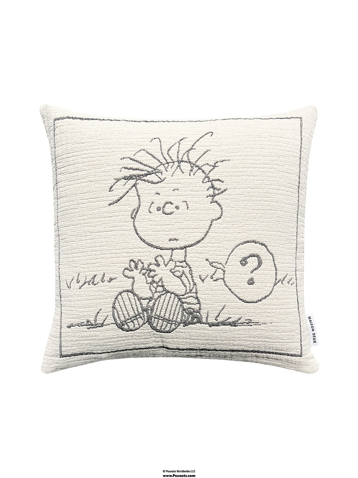 [Maison Deux X Peanuts] Cotton Cushion Cover Zeppelin - Black (50 x 50)