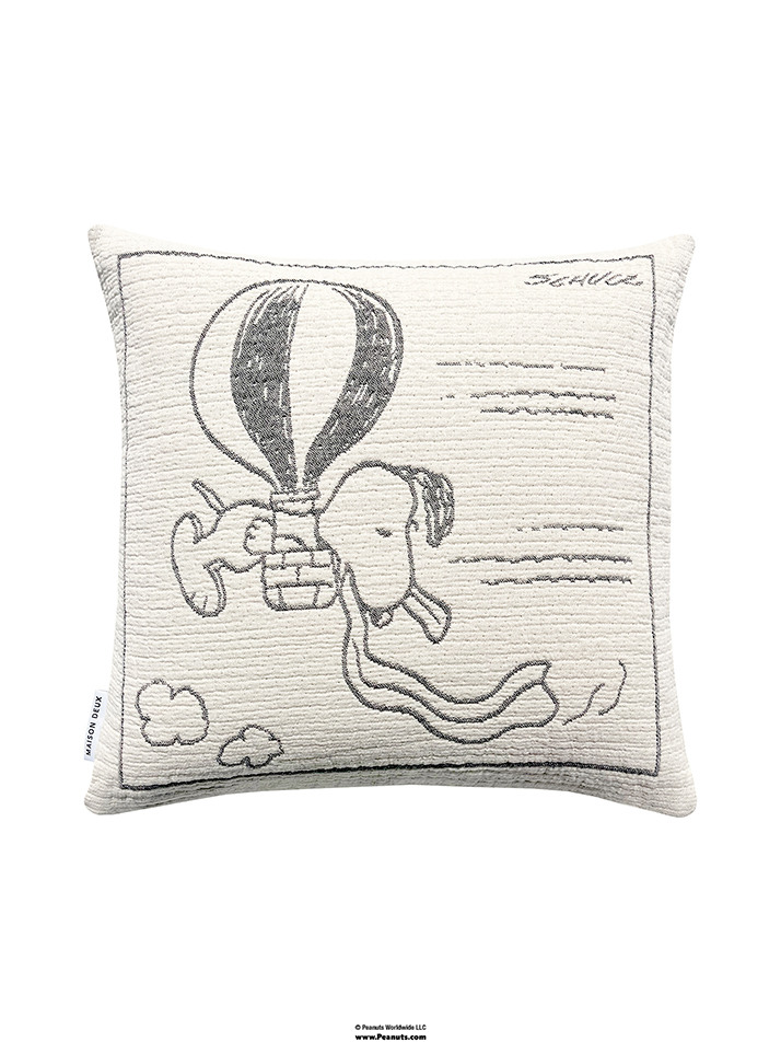 [Maison Deux X Peanuts] Cotton Cushion Cover Zeppelin - Black (50 x 50)