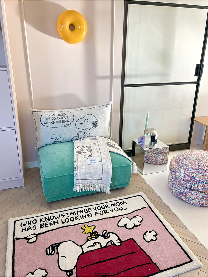 [Maison Deux X Peanuts] Cotton Cushion Cover Zeppelin - Black (50 x 50)