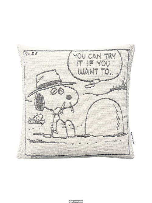 [Maison Deux X Peanuts] Cotton Cushion Cover Rock - Black (50 x 50)