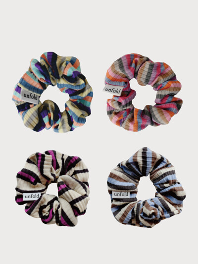 Multi stripe scrunchie (4color)