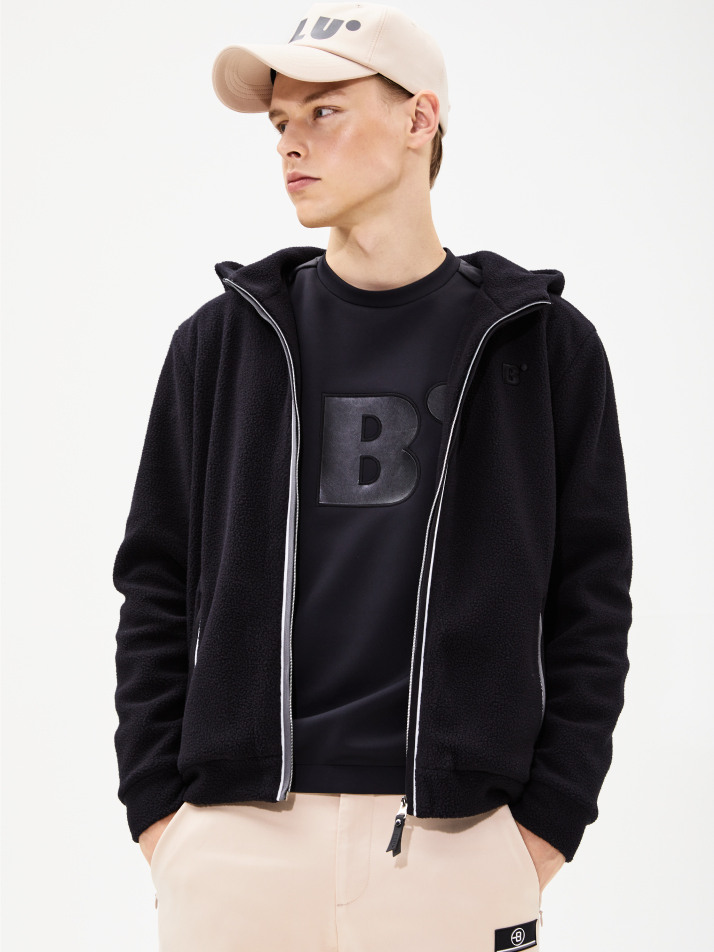 [BLUDOT] FLEECE HOOD ZIP-UP_BK