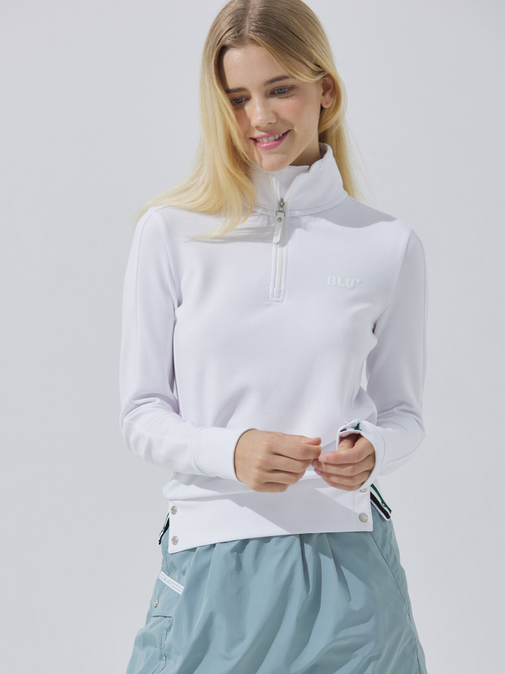 [BLUDOT] 하프집업 볼륨 티셔츠_WH