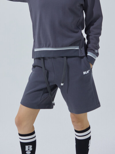 [BLUDOT] 솔리드 하프 스웨트 팬츠_GY