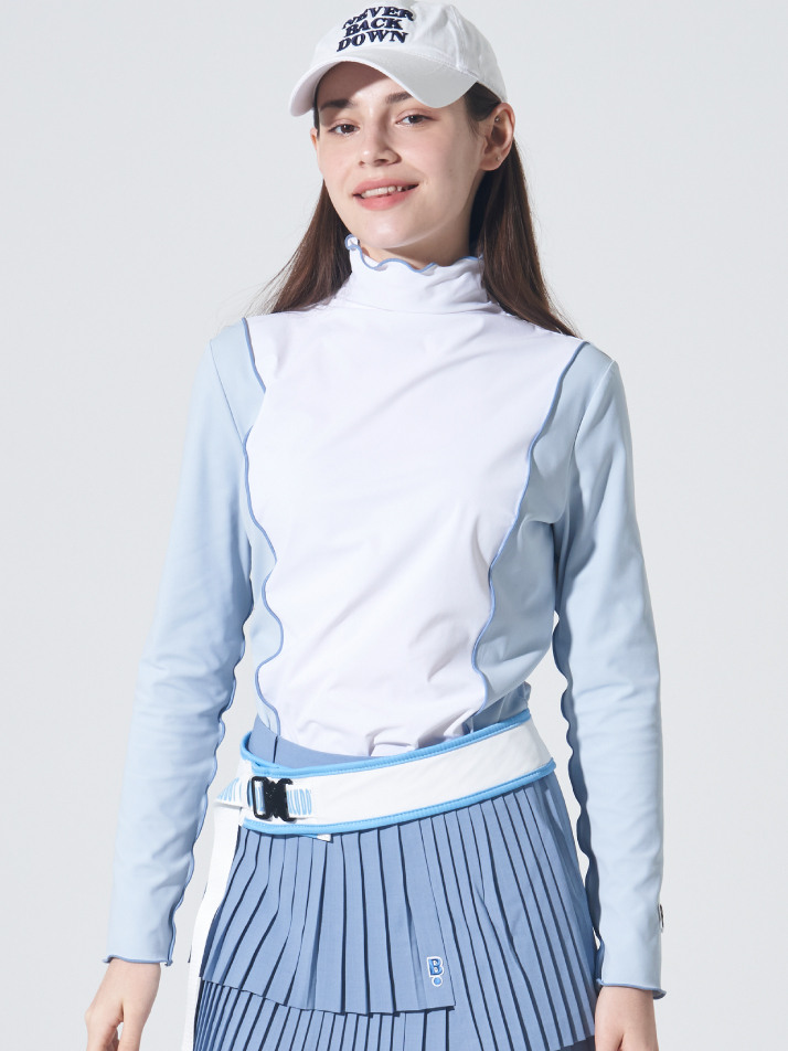 [BLUDOT] 컬러 블록 모크넥 티셔츠_SB