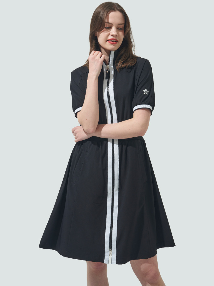 [BLUDOT] 오픈형 윈드브레이크 반팔 원피스_BK