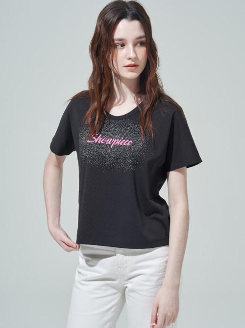 [SHOWPIECE] V넥 반팔 티셔츠_BK