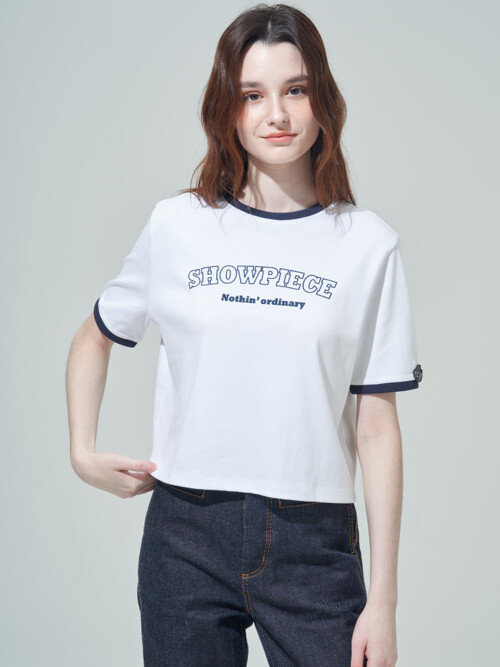 [SHOWPIECE] 아트워크 포인트 링거 티셔츠_WH