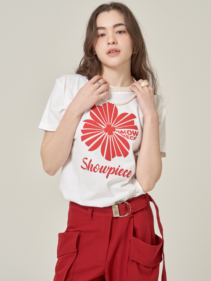 [SHOWPIECE] 컷팅 클로버 오버핏 반팔티셔츠_WR