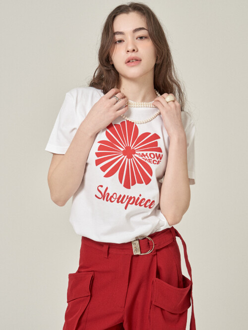 [SHOWPIECE] 컷팅 클로버 오버핏 반팔티셔츠_WR