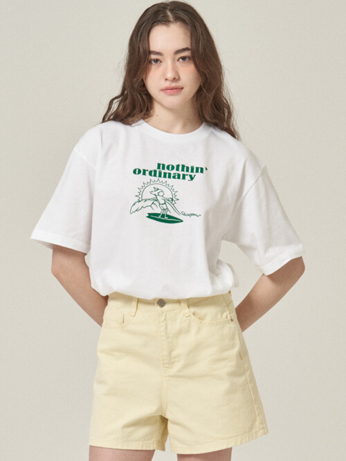 [SHOWPIECE] 서퍼 그래픽 오버핏 반팔티셔츠_WH