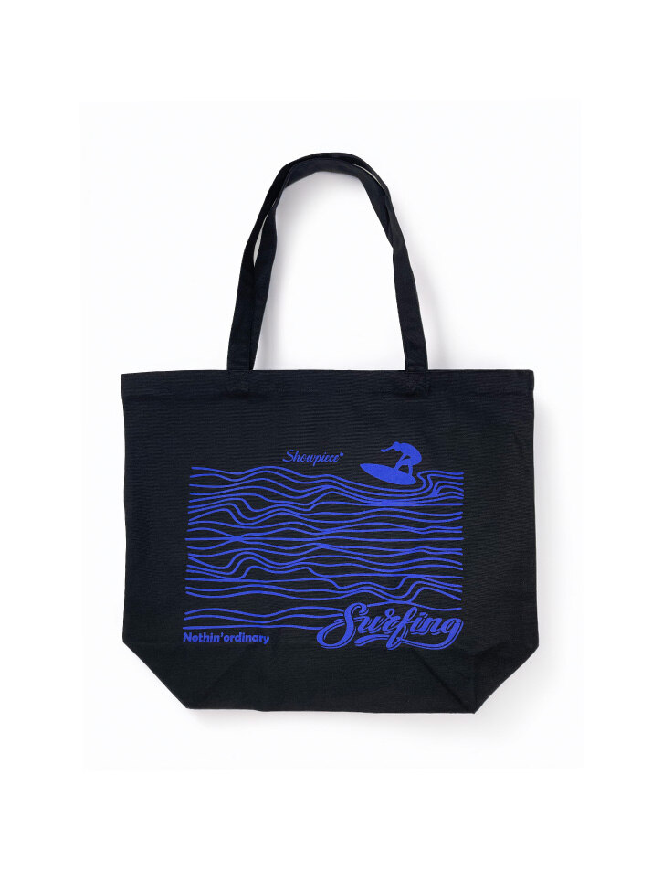 [SHOWPIECE] 서핑 그래픽 캔버스 에코백 라지_BL