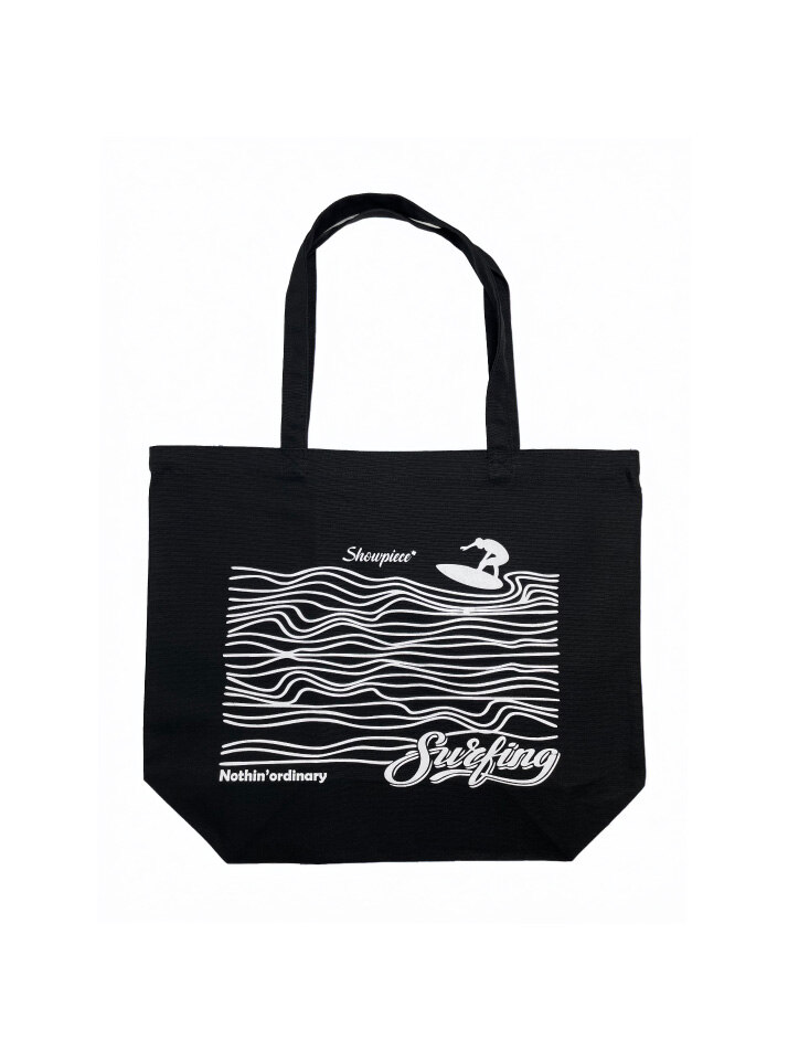 [SHOWPIECE] 서핑 그래픽 캔버스 에코백 라지_WH