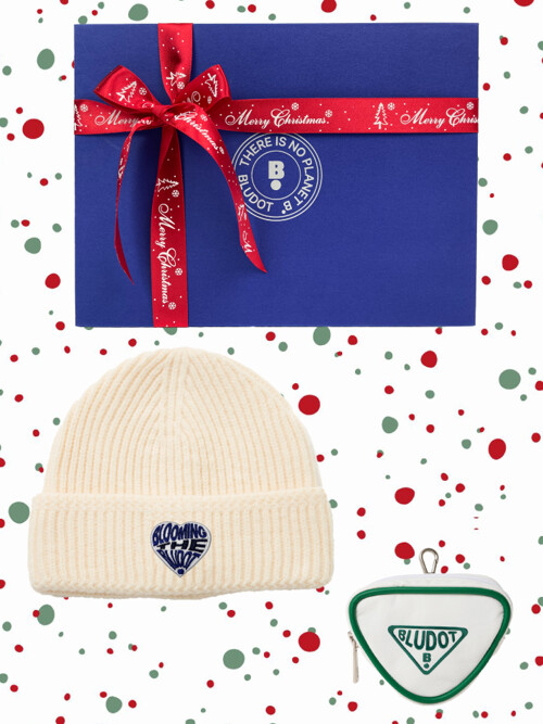 [BLUDOT] 블루닷 하트 비니 + 삼각 볼케이스 세트_IV