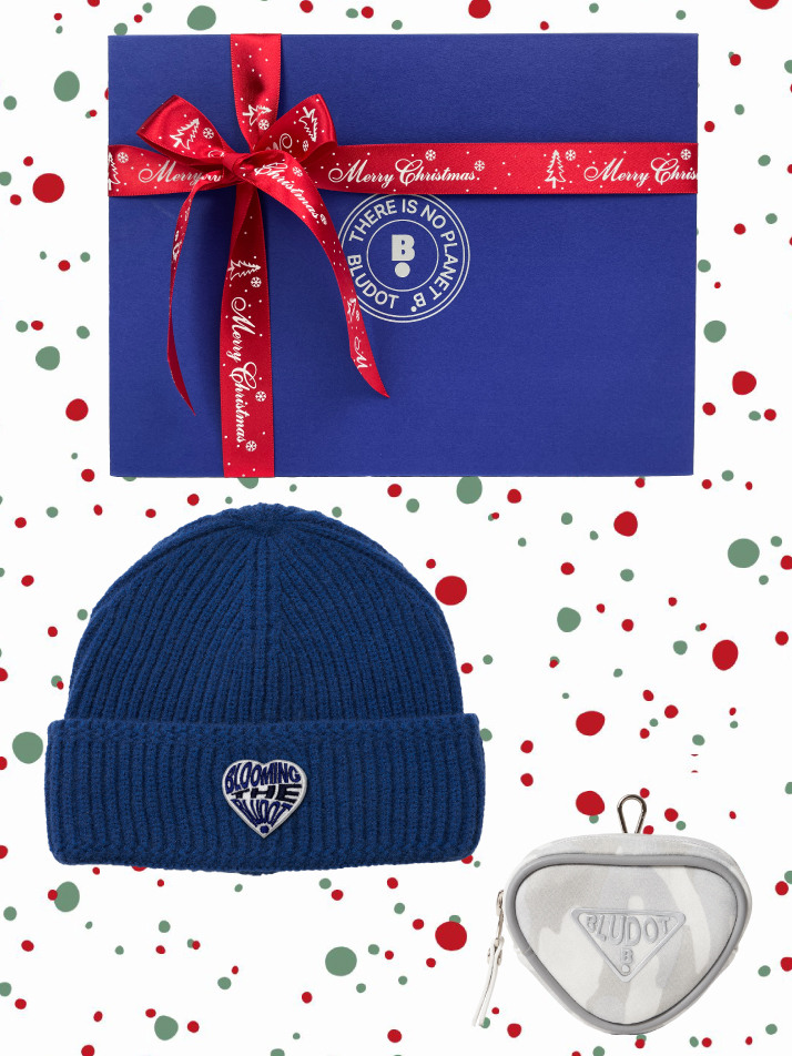 [BLUDOT] 블루닷 하트 비니 + 삼각 볼케이스 세트_BL