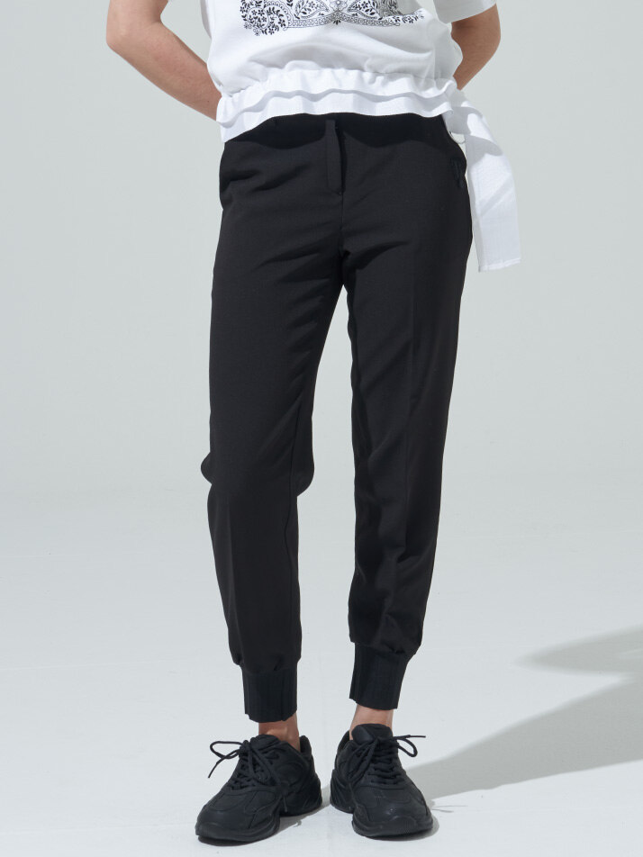 [BLUDOT] 플리츠 니트 밴드 조거 팬츠_BK