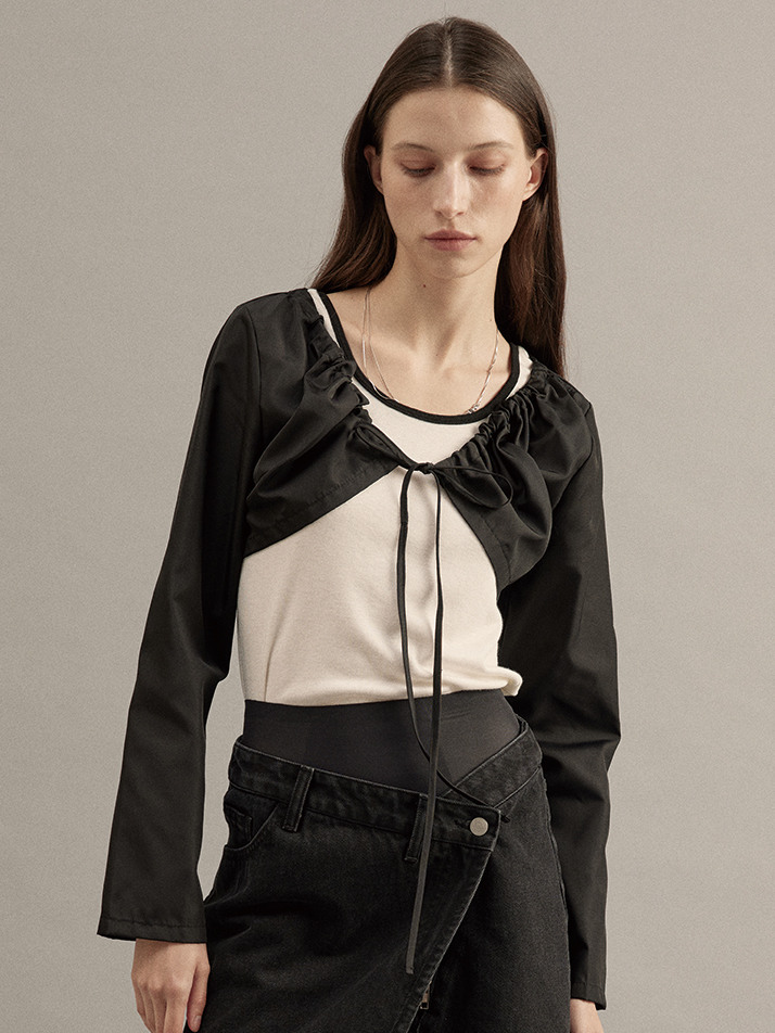 Shirring Bolero Black