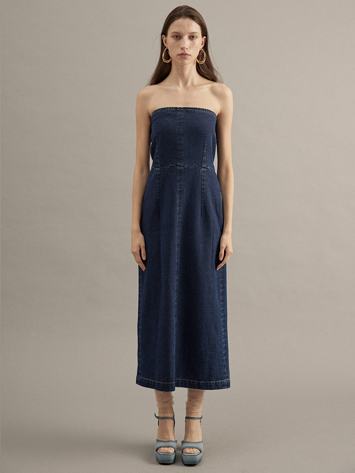 Denim Tube top Dress Blue